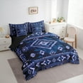 thumbnail image 4 of Manfei Western Boho Print 7pcs Bedding Comforter Set,Ancient Aztec Geometric Queen Bedding Sets,Blue Purple Queen Sheet Sets For Men Women,Super Cozy Room Decor Reversible, 4 of 9