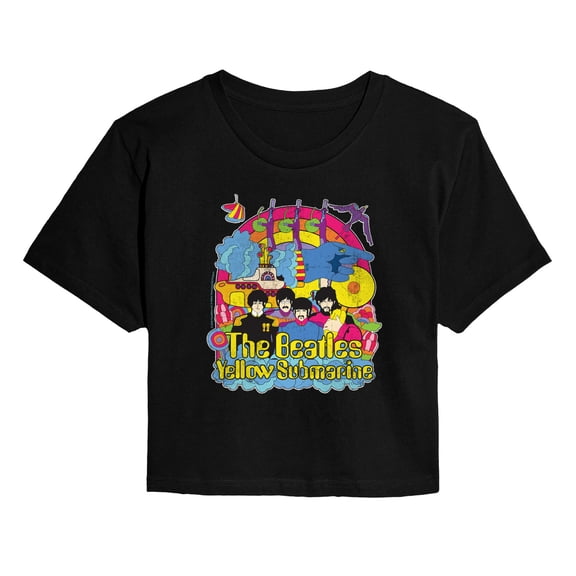 The Beatles - Vintage Yellow Submarine - Juniors Cropped Short Sleeve Graphic T-Shirt