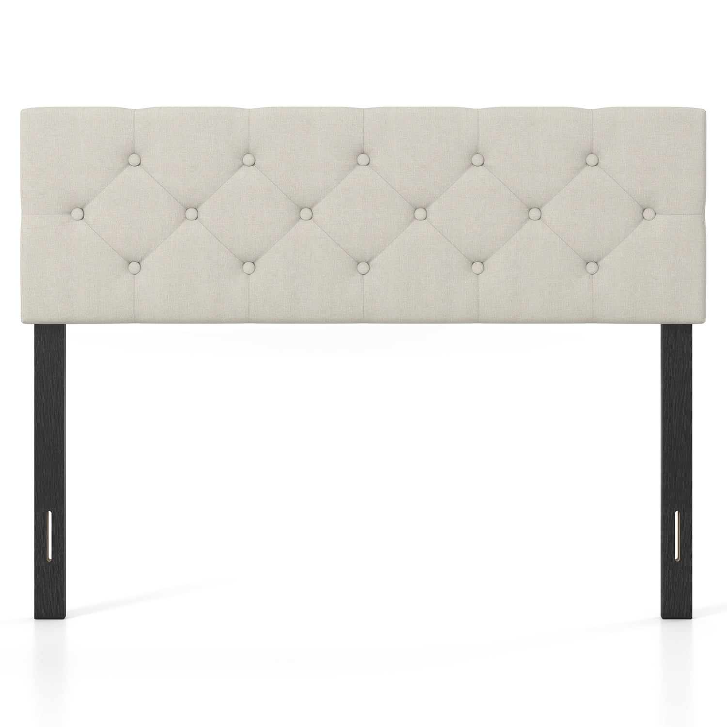 Furnibear Upholstered Tufted Linen Headboard Panel for Queen Size Beds with Adjustable Legs for Bedroom and Guest Room, Beige