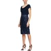 Alex Evenings Womens Cowl-Neck Navy Floral Sheath Dress Blue 10