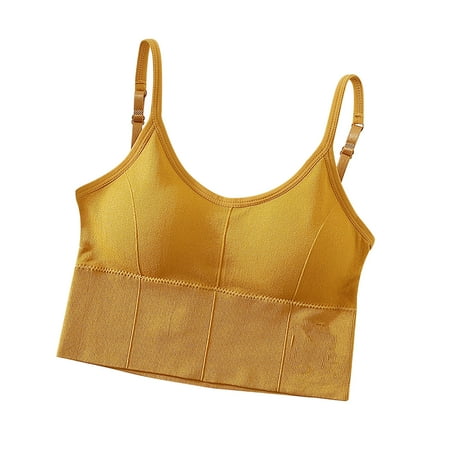 

Sport Bras for Women Girls Medium Support Padded Slim Fit Spaghetti Strap Camisole Workout Fitness Yoga Crop Tops