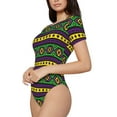 thumbnail image 2 of Easygdp Carnival Mardi Gras Women's One-Piece Swimsuit Slim Fit Crew Neck Bodysuit Athletic Swimwear with Concealed Buckle - XX-Large, 2 of 9