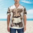 thumbnail image 2 of Honeii Relaxed Cute Cow Reading Print Men’s Hawaiian Shirt,Classic Button-Down Short Sleeve Shirt, for Beach, Vacation, and Outdoor Activities,Medium, 2 of 7