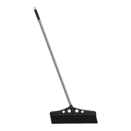 Amosfun Wide Black Broom for Stadium Floors with Stainless Steel Scrub Brush 1Set
