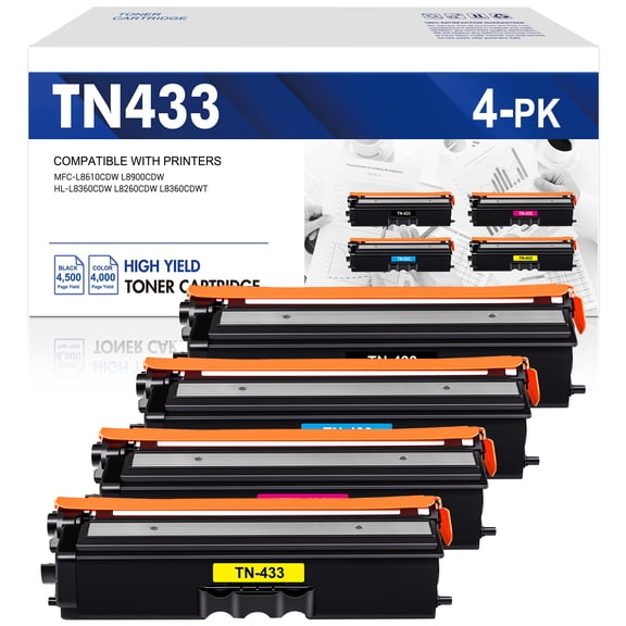 Colorich TN433 Toner Cartridge Compatible for Brother TN433 TN431 TN436 Toner MFC-L8900CDW for MFC-L8900CDW HL-L8360CDW MFC-L8610CDW HL-8260CDW L8360CDWT Printer (Black Cyan Yellow Magenta 4-Pack)