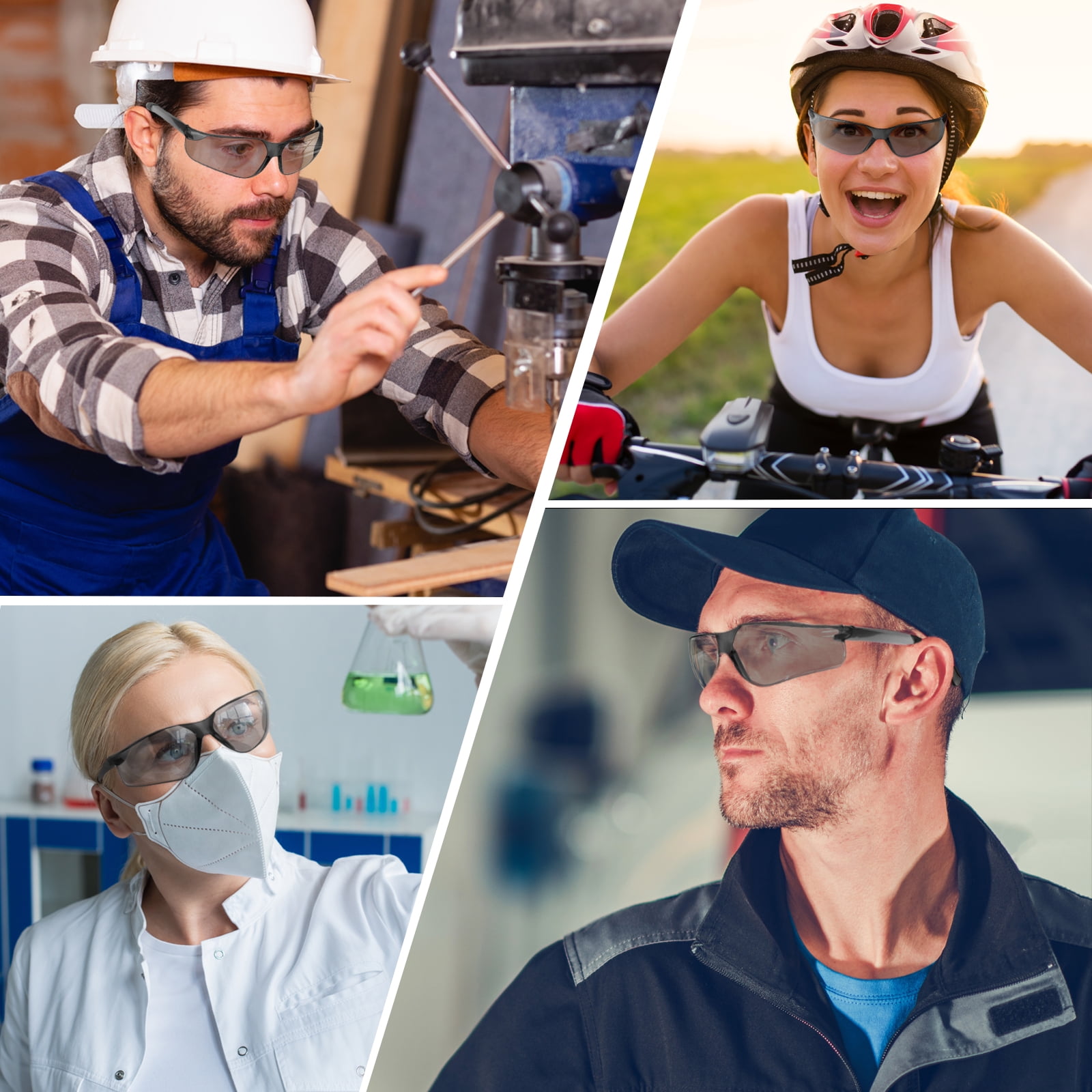 Salfboy 50 Packs Safety Glasses ANSI Z87.1 Safety Glasses Bulk with Scratch Resistant Glasses for Women Men Work Construction Science Lab Shooting