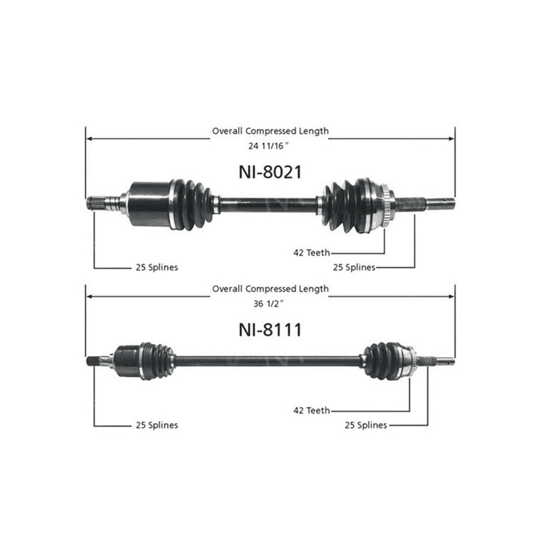 TrakMotive Front CV Axle CV Joint Shaft Assembly Assembly For Nissan
