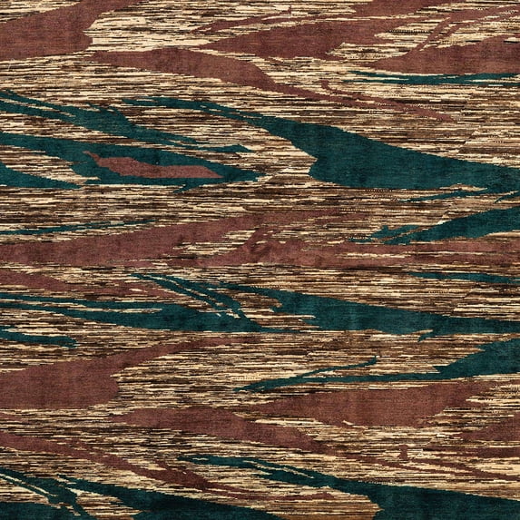Ahgly Company Machine Washable Indoor Square Abstract Night Red Area Rugs, 3' Square