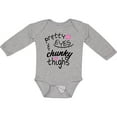 thumbnail image 3 of Inktastic Pretty Eyes and Chunky Thighs Pink Hearts Boys or Girls Long Sleeve Baby Bodysuit, 3 of 5
