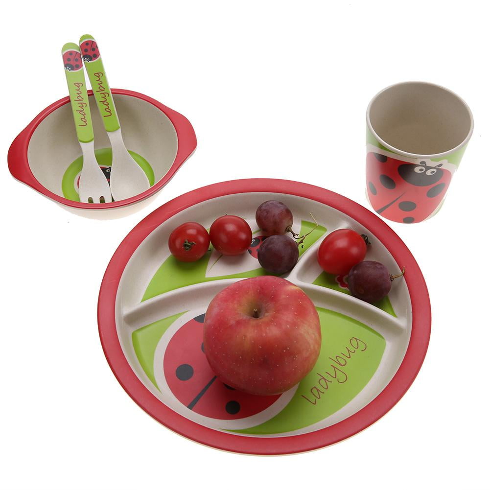 Mgaxyff Children Tableware, Baby Dishes Dinnerware,5 Pcs / set Eco
