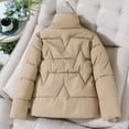 thumbnail image 6 of Juebong Womens Oversized Puffer Jacket Stand Collar Full Zip Cropped Bubble Puffy Down Jackets Quilted Padded Warm Coat Outwear Khaki,M, 6 of 6