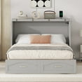 thumbnail image 5 of Harper & Bright Designs Full Size Murphy Bed Wall Bed with Storage Drawers, Wood Murphy Bed Chest with Sockets & USB Ports, Pulley Structure Design, Gray, 5 of 14