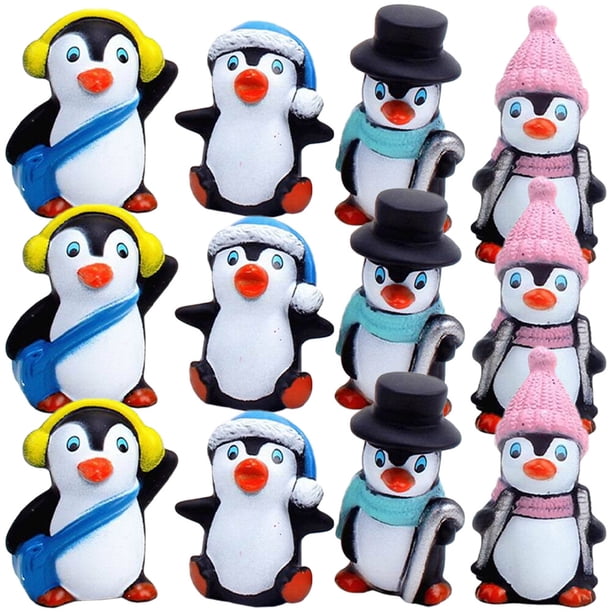12 piezas de pingüino en miniatura juguetes pingüinos figuras de pingüino decoraciones de pastel de pingüino