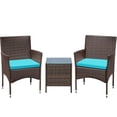 thumbnail image 7 of Lacoo 3 Pieces Outdoor Patio Furniture Gray PE Rattan Wicker Table and Chairs Sets Bar Set with Cushioned Tempered Glass , Brown / Blue, 7 of 7