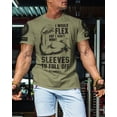 thumbnail image 3 of Gymish Don’t Want Sleeves to Fall Off Workout Shirt – Funny Gym T-Shirt for Men, Motivational Lifting Tee, Military Green with Sleeve Logo, Medium, 3 of 6