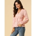 thumbnail image 2 of INSPIRE CHIC Women's Elegant Dots V Neck Smocked Ruffled Hem Peplum Top, 2 of 6
