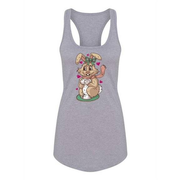 Bunny With Hearts Racerback Tank Women -Image by Shutterstock, Female XX-Large