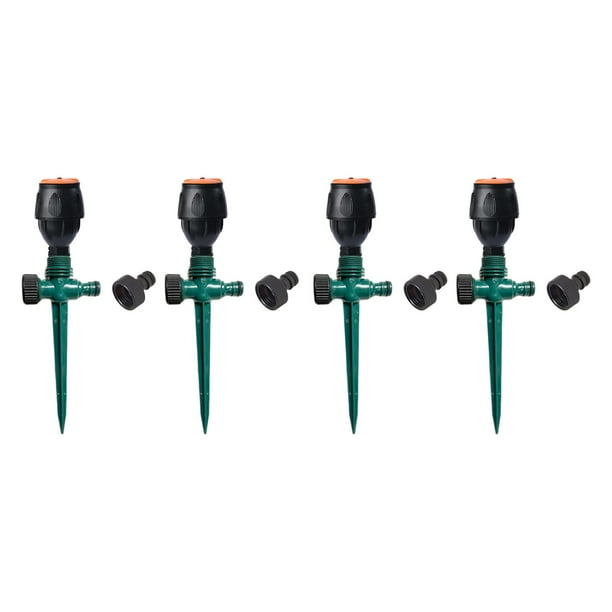 4 aspersores giratorios para jardín, herramientas de riego con giro de 360 grados. Verde