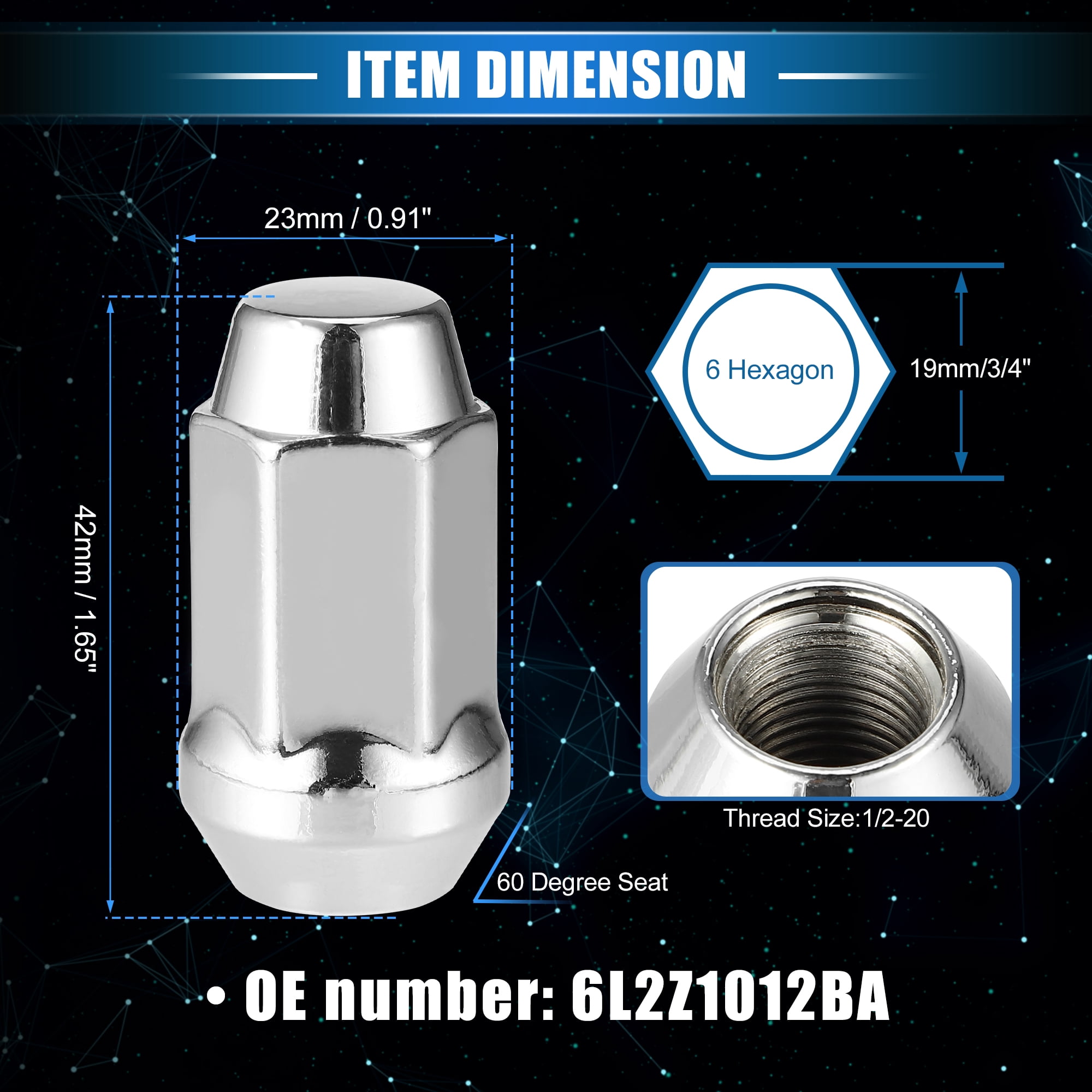 10 Pcs Wheel Lug Nuts Compatible for Ford Explorer for Lincoln MKS 1/2-20 Silver Tone Tire Lugnuts