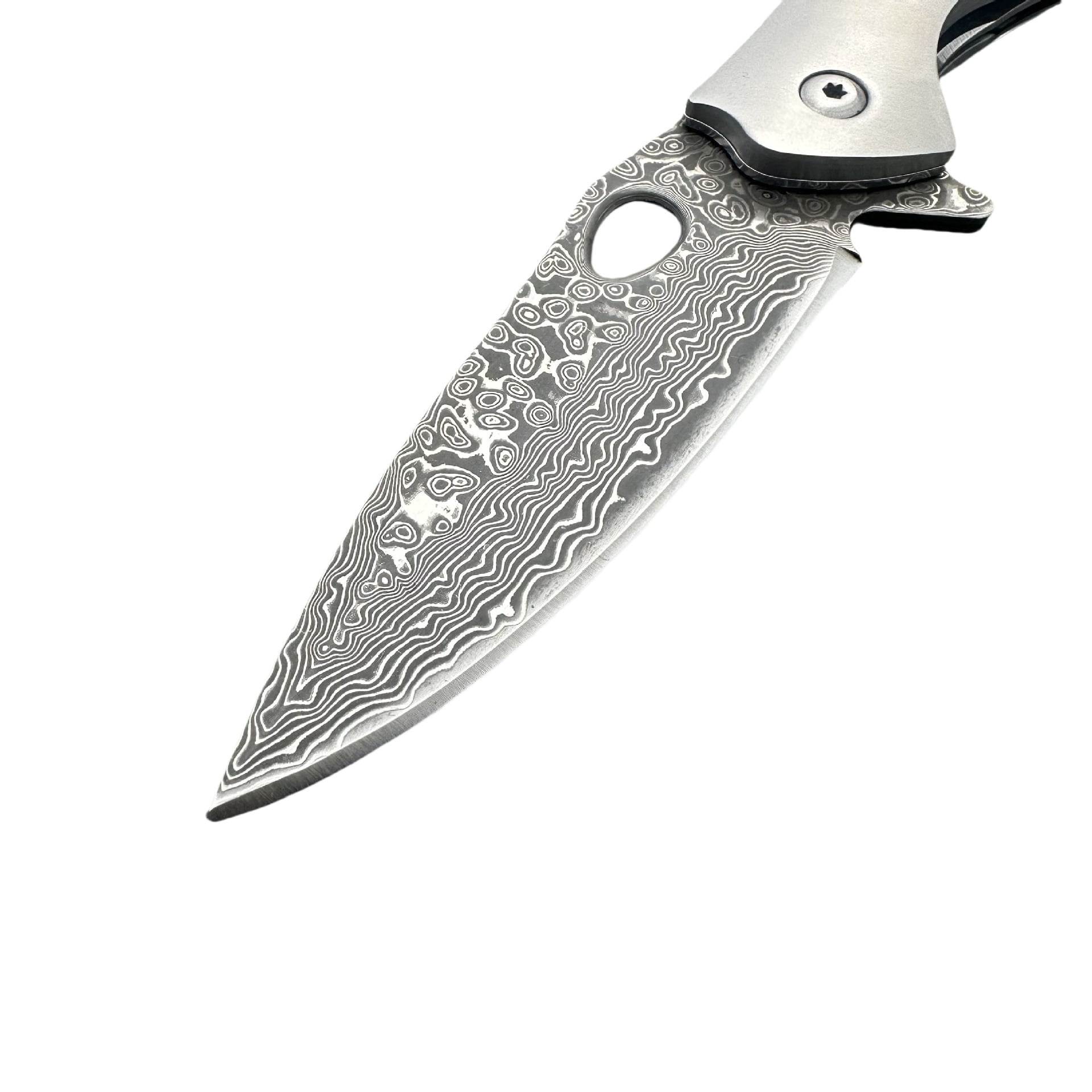 Damascus Outdoor Pocket Knife — Abalone Shell Handle, Sandblasted CNC Steel Bolster — Camping & EDC Folding Knife (VG10 Steel)