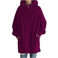 thumbnail image 6 of Aloohaidyvio Jackets,Womens Hoodie Zipper Long Coat Solid Color Pockets Long Sleeve Sweatshirts Tops, 6 of 6