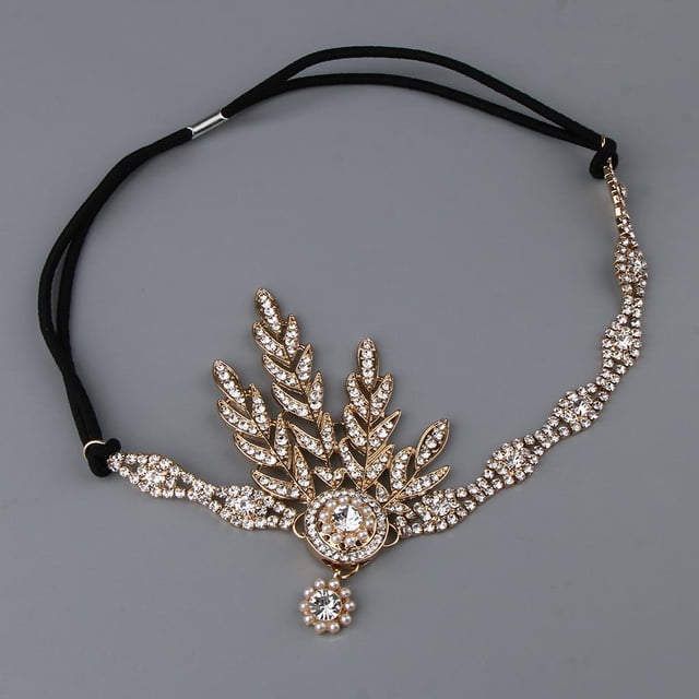 Diadema de cabellero con Artificiales Cinta de Cabello Elástica Joyas para Mujer Señora Oro Salvador Diadema Flapper para mujer