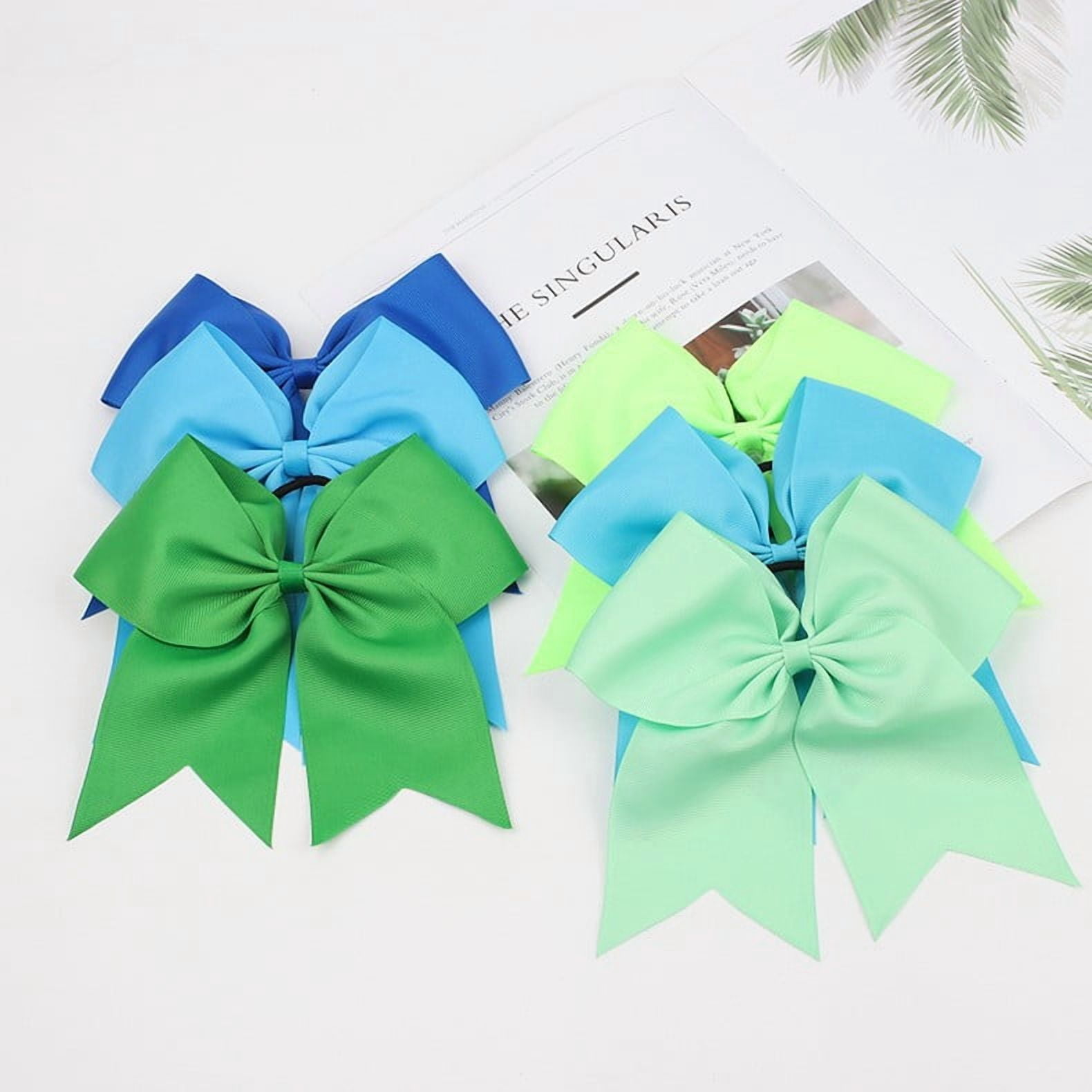 Vorkoi 6PCS Large Cheer Bows for Cheerleaders Hair Bows for Girls Softball Hair Bows Teen Girls College Sports Elastic Ponytail Holder School Cheerleading Hair Accessories 8 Inch Bows for Girls