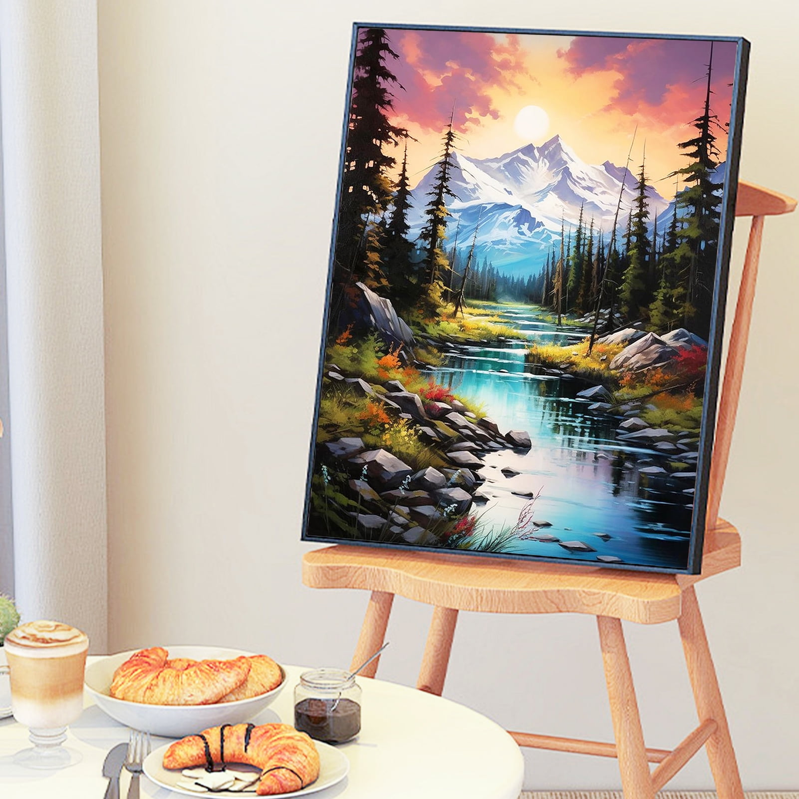 JYLMOOD Paint by Numbers for Adults Kits, DIY Mountain Easy Painting by Numbers for Gift Home Wall Decoration 16x20in（without Frame)