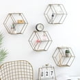 thumbnail image 4 of Estante de pared de rejilla hexagonal de hierro Combinación de arte Colgantes Decoración de pared para sala de estar Dormitorio Methold HA5248-02B, 4 of 6