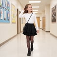 thumbnail image 3 of Grblisyd Girls Pleated Uniform Skirts Fashion Elastic Waist Ruffle Hem Skirt Kids Cute Mini Tennis Skirt Back to School Clothes, 3 of 7