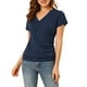 thumbnail image 1 of INSPIRAR CHIC Blusas de Mujer con Cuello en V, Mangas Cortas, Decoración de Botones, Fruncidas, Casual, Azul Marino, L, 1 of 6