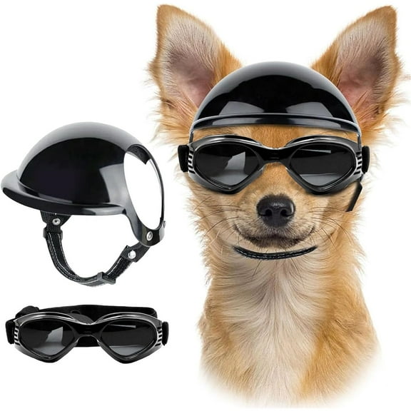 UOSIA Dog Helmet and Goggles for Small Dogs Summer Fashion Dog Sunglasses,S,Black