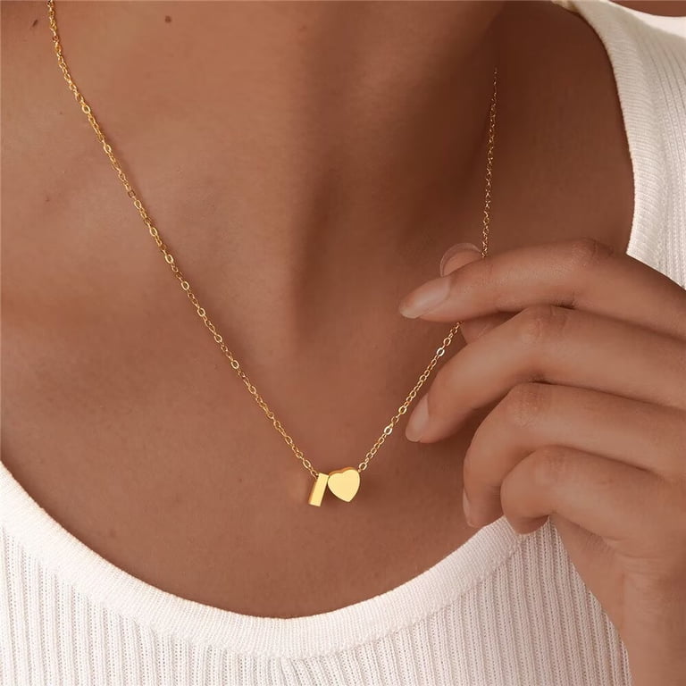 HIJONES A-Z Alphabet Necklace for Women Stainless Steel 26 Letter