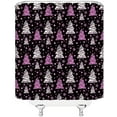 thumbnail image 2 of Christmas Tree Extra Long Shower Curtain, Purple Xmas Pine Tree Star Winter Holiday Festival Forest Teens Rustic Bathroom Home Curtain Decor with Hooks,70" Wx84 H, 2 of 5