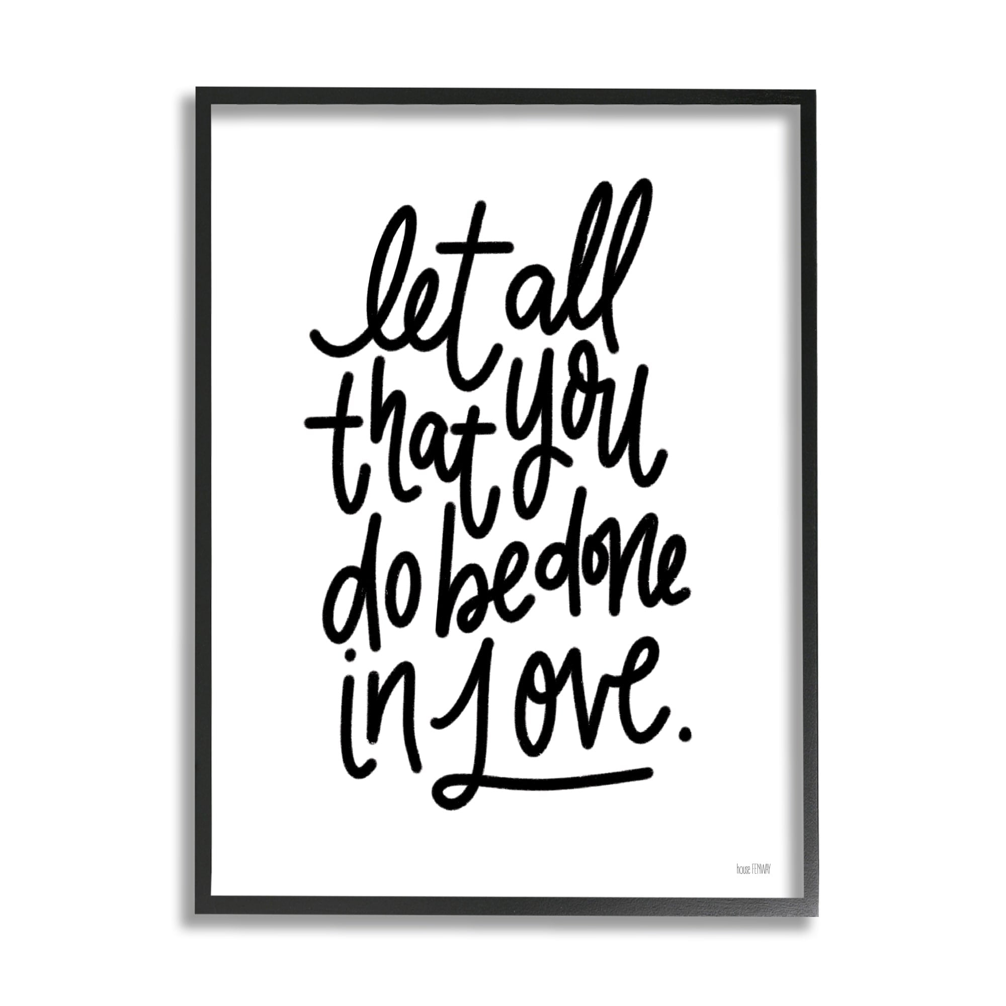 Stupell Industries Done in Love Romanic Fancy Calligraphy Phrase Framed Wall Art, 24 x 30, Design by House Fenway