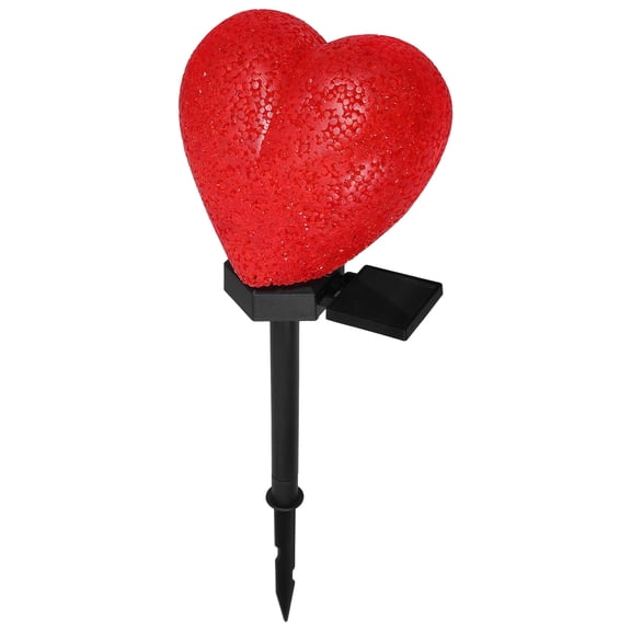 FRCOLOR  Solar Lights Outdoor Waterproof Heart Shaped Garden Stake Ornament Lawn Red