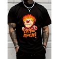 thumbnail image 1 of T-Shirt Homme 100 % Coton Imprimé Dessin Animé & Lettre - Col Rond Décontracté, Manches Courtes pour Tenue Décontractée & Fitness - Respirant & Lavable en Machine, 1 of 6