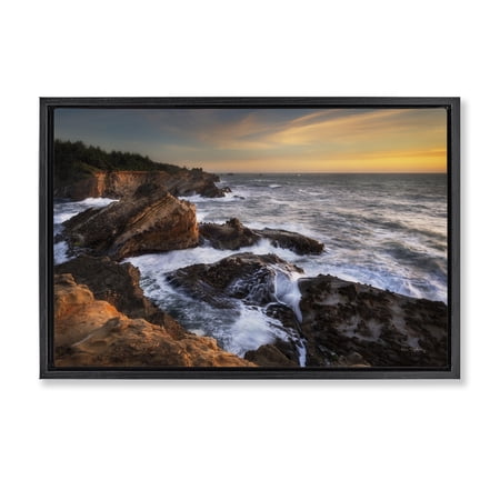 Stupell Industries Nautical Shore Acres Nautical & Beach Photography Black Floater Framed Canvas Art Print Wall Art, 25 x 17