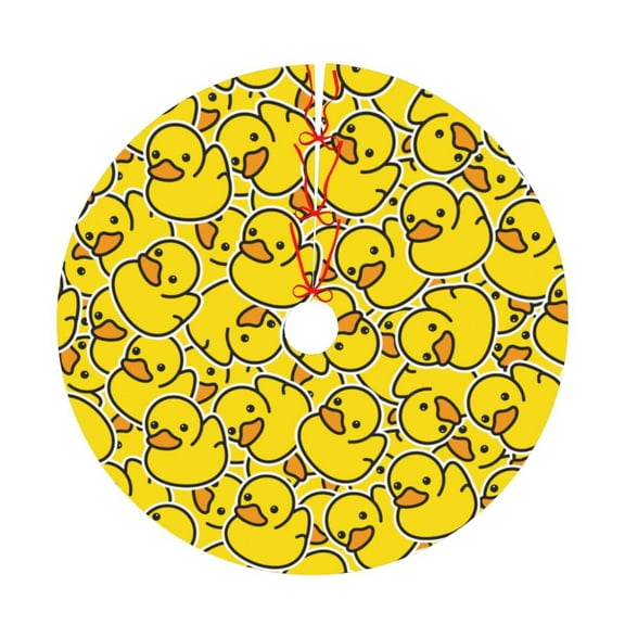 Yellow Rubber Duck Christmas Tree Skirt 30" , Xmas Tree Skirt Home Decoration New Year Holiday Party Ornaments Tree Mat