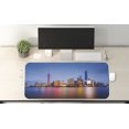thumbnail image 2 of Urban Computer Mouse Pad, City Skyline of Shanghai China on Huangpu River Dusk Famous Travel Destination, Rectangle Non-Slip Rubber Mousepad X-Large, 35" x 15", Blue Pink Yellow, by Ambesonne, 2 of 2