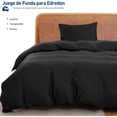 thumbnail image 3 of Juego de Funda Duvet, Bluelander, para Edredón King Size, Diseño Liso, Negro, 3 of 7