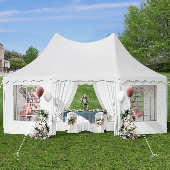 Dextrus 22x16FT Party Tent Heavy Duty Wedding Canopy Event Shelter Upgraded Ripple Gazebo Large with Roof Removable Sidewalls Commercial