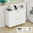 thumbnail image 4 of File Cabinet 2 Drawers Lateral File Cabinet with Charging Station for Letter/Legal/A4 Size Hanging Files, Large Wood File Storage Cabinets Printer Stand for Home Office, White and Gold, 4 of 7