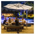 thumbnail image 5 of 10ft Patio Solar Umbrella Cantilever, Tilting Outdoor Offset Umbrella with LED Lights, Steel Frame, Polyester Canopy for Garden, Deck, Wine/Beige/Coffee/Navy, 5 of 9