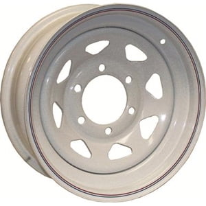 Trailer Wheel Rim #343 15x5 15" 5 Bolt Hole 4.5" OC White Steel Spoke w/Stripe