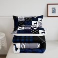 thumbnail image 4 of Camo Deer Antlers Comforter Set Full,Geometric Plaid Patchwork Bedding Set Teens Room Decor,Boho Arrow Xmas Quilt Set,Blue Grey Duvet Insert, 4 of 6