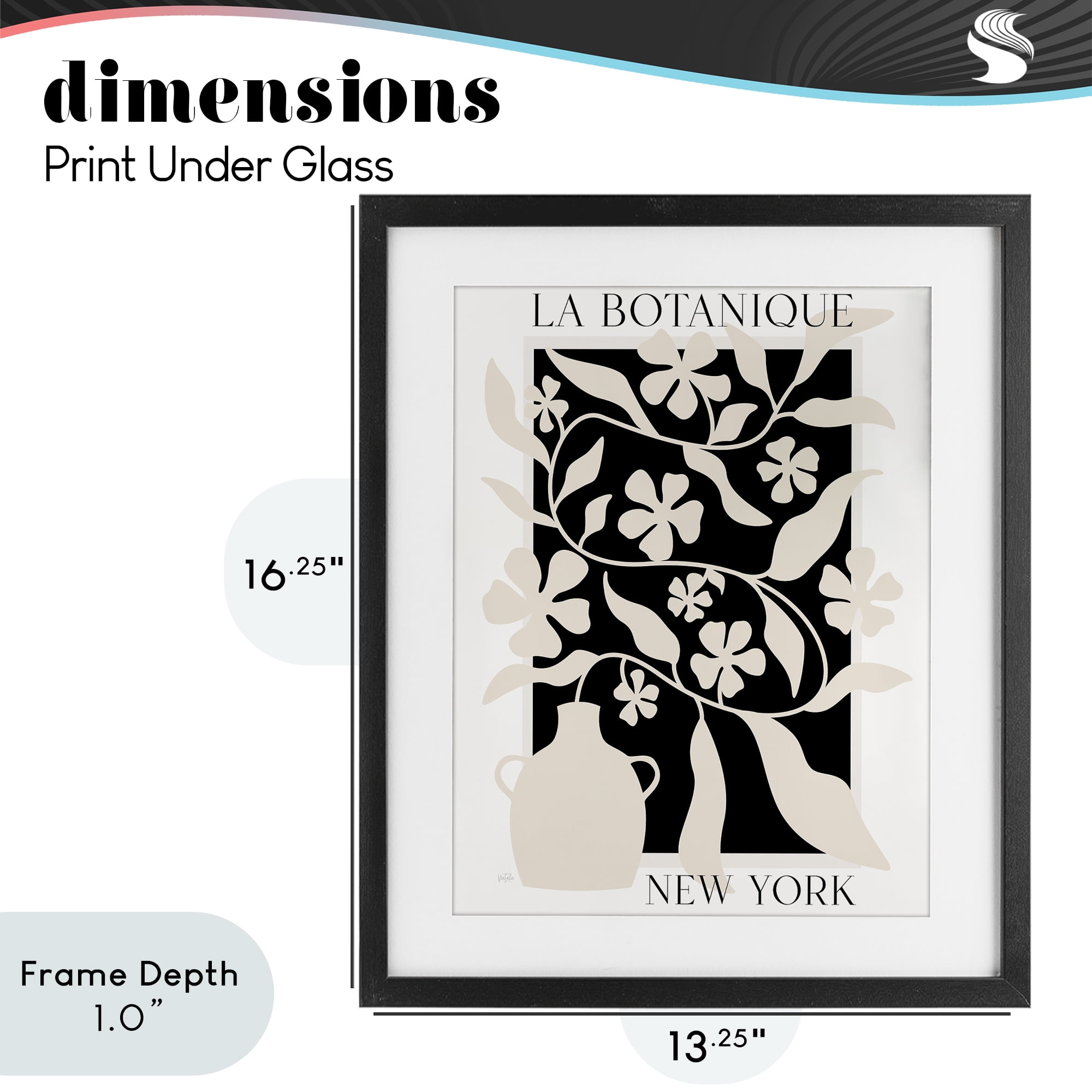 Stupell Industries La Botanique New York Black Framed Print Under Glass, design by Natalie Carpentieri