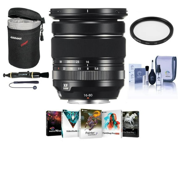 Fujifilm XF 16-80mm f/4.0 R OIS WR Lens, Bundle with ProOptic 72mm UV Filter, Lens Case, Cleaning Kit, Lens Cap Tether,  Lens Cleaner, PC Software Kit