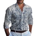 thumbnail image 1 of Men's Summer New Loose Print Long Sleeve Shirt Cardigan Beach Shirt4XL, 1 of 5