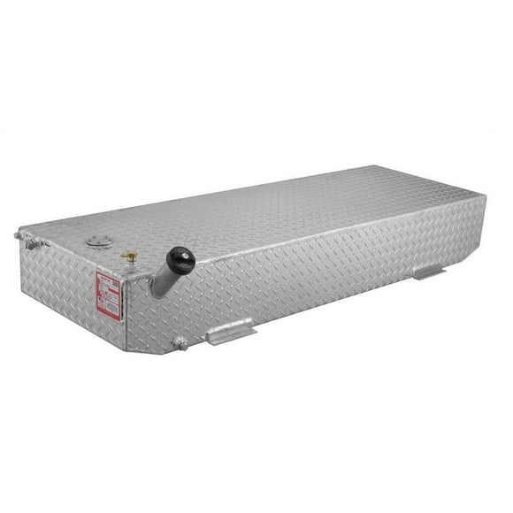 RDS Tanks Auxiliary Fuel Tank 70387 DOT Approved; Diesel; 40 Gallon Capacity; Notched Rectangle; Diamond Tread; Aluminum; With Suction Tube/Manual Sight Gauge/Baffles